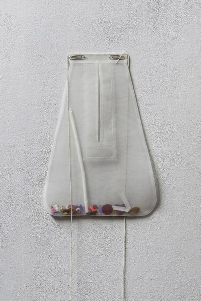 Index, 2026. Silk organza, paper clips. 
