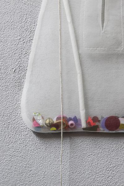 Index, 2026. Silk organza, paper clips. 

